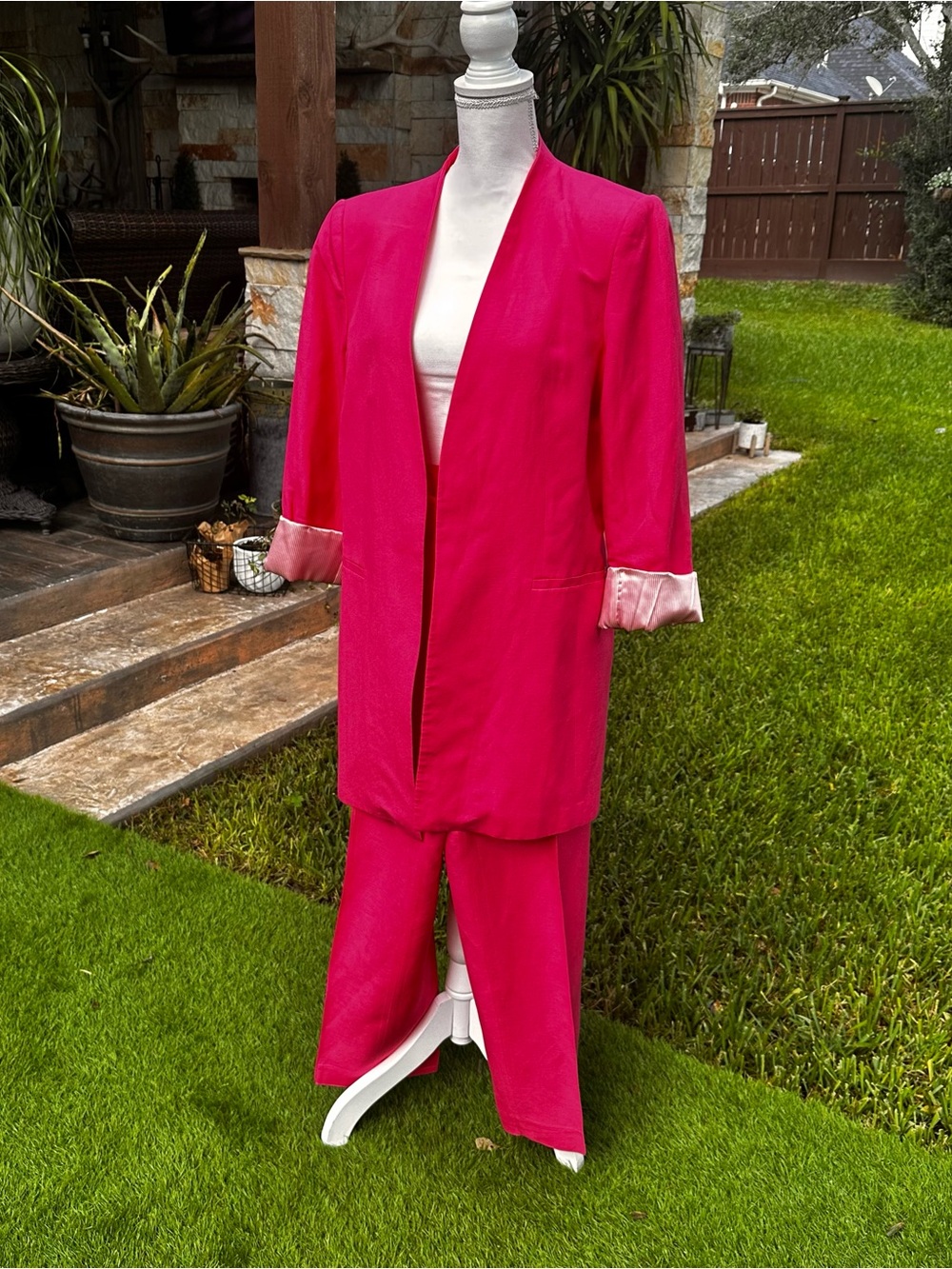 Calvin Klein Magenta Open-Front Blazer with Matching Trousers